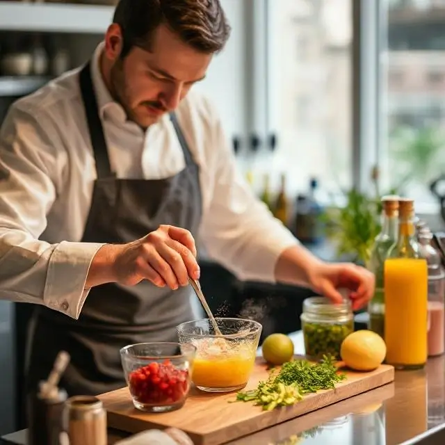 Mixologist preparing ingredients
