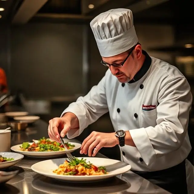 Chef plating a dish