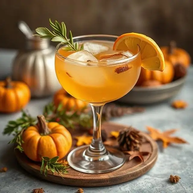 Seasonal cocktail with autumn ingredients