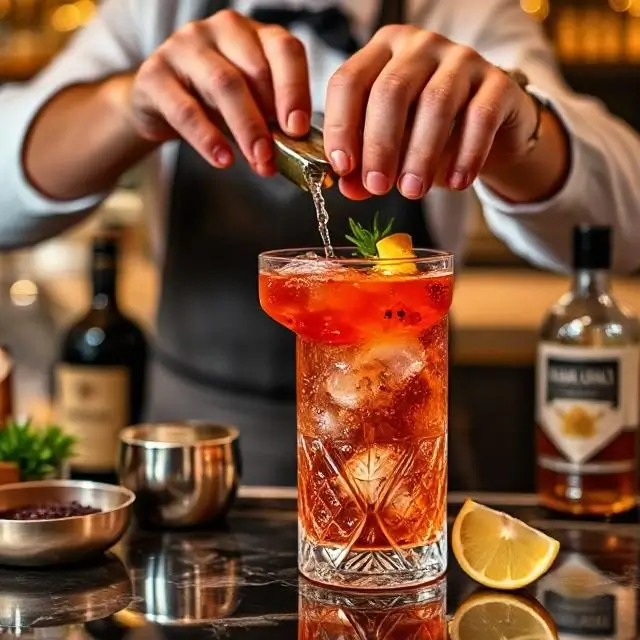 Artisanal cocktail being prepared