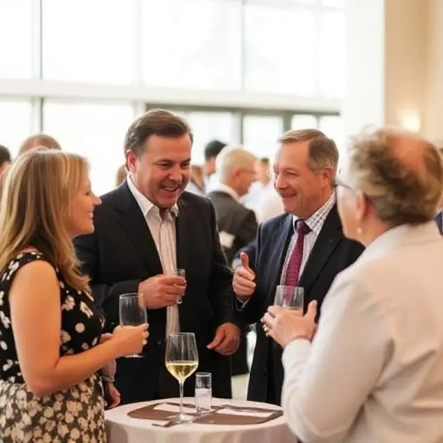 Guests engaged in a warm conversation