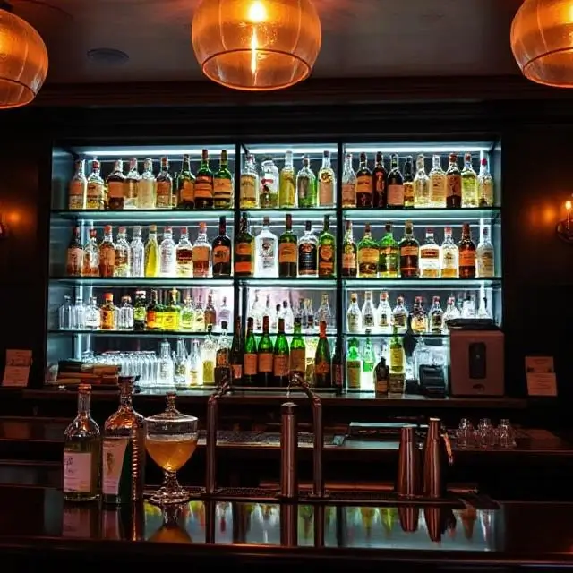 View of the well-stocked bar