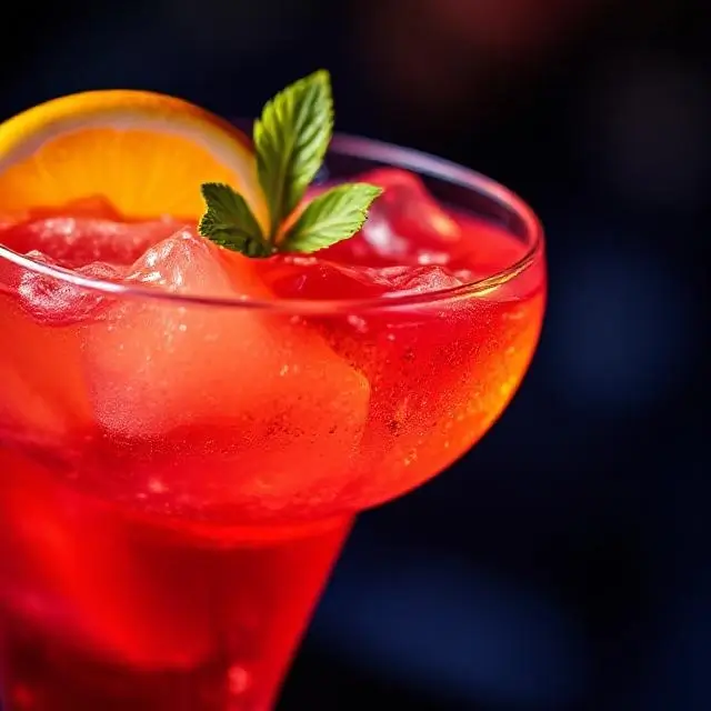 Close-up of a vibrant cocktail