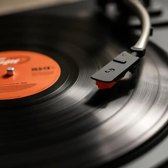 Close up on a vinyl record